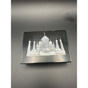 Taj Mahal Trinket Box w/Inlaid Mother Of Pearl Trinket Box 4”x3” Signed